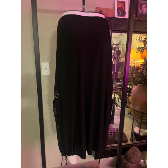 NWT women's black maxi skirt small with pockets buckles and drawstring hemline b - Picture 1 of 7